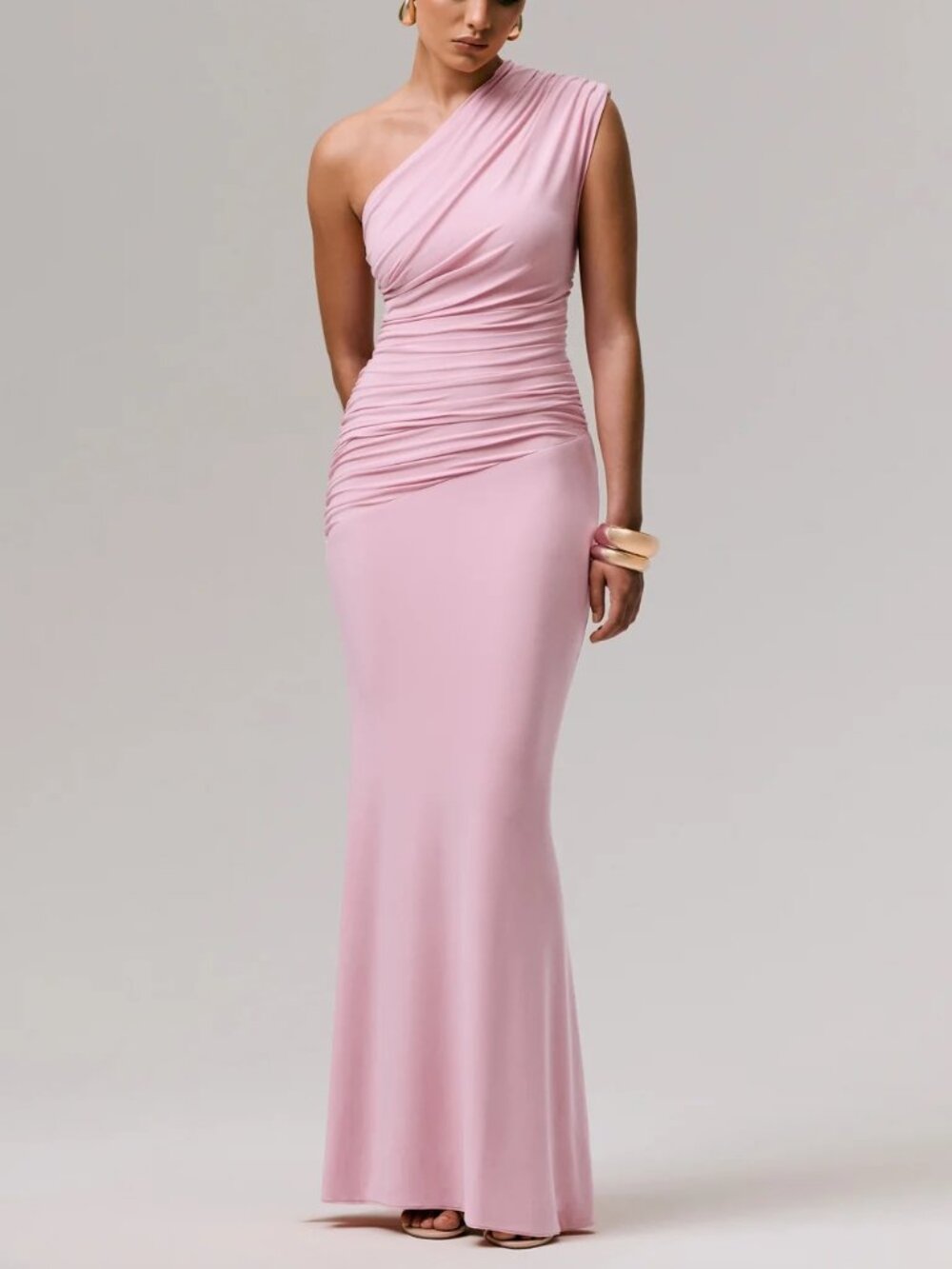 Club L London Mardi Pink Asymmetric Maxi Dress NWT